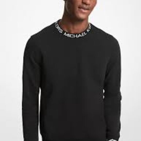 Michael Kors Logo Neck Crewneck Sweater Black Large - Picture 2 of 8